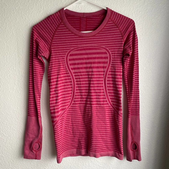 NWOT Lululemon Swiftly Tech Long Sleeve Rare Pink stripes size 4 - Picture 1 of 8